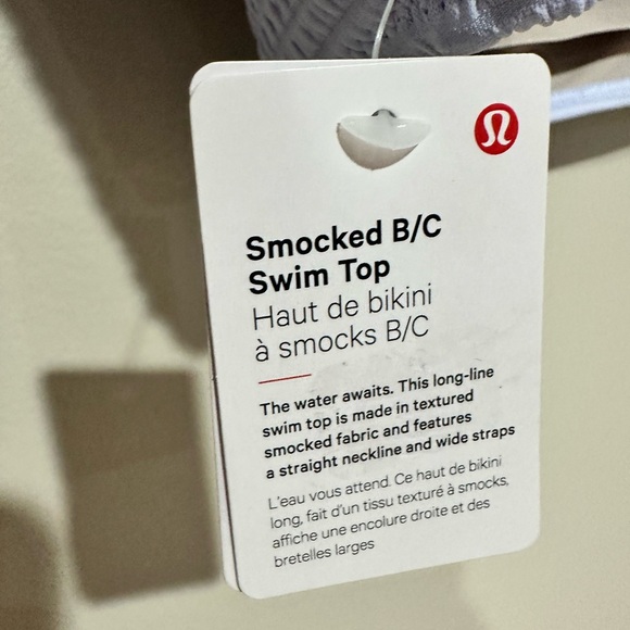 NWT Lululemon Smocked Swim Top B/C Cup (size 10) Pastel Blue - Picture 5 of 5
